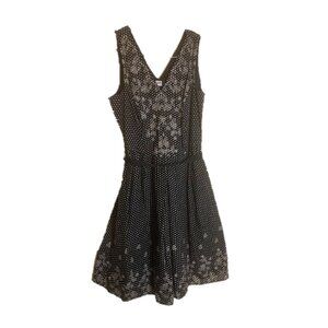 Studio 1940 black polka dot floral dress, size 16